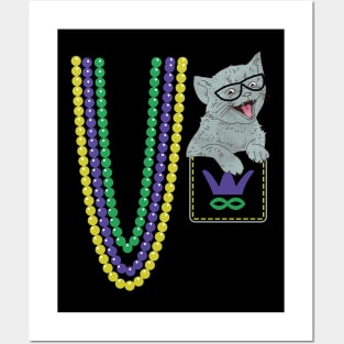 Funny Pocket Kitty Mardi Gras Parade Costume Posters and Art